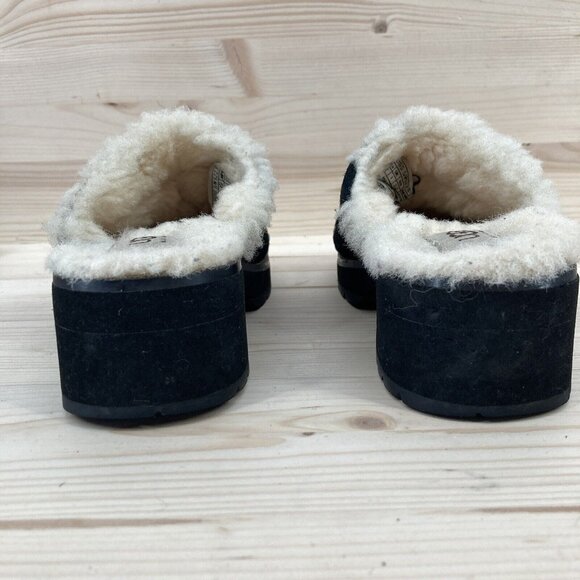 Ugg Little Girls Suede Platform Clogs Size 2 Black Chunky Slip On Shearling Y2K - Picture 9 of 16